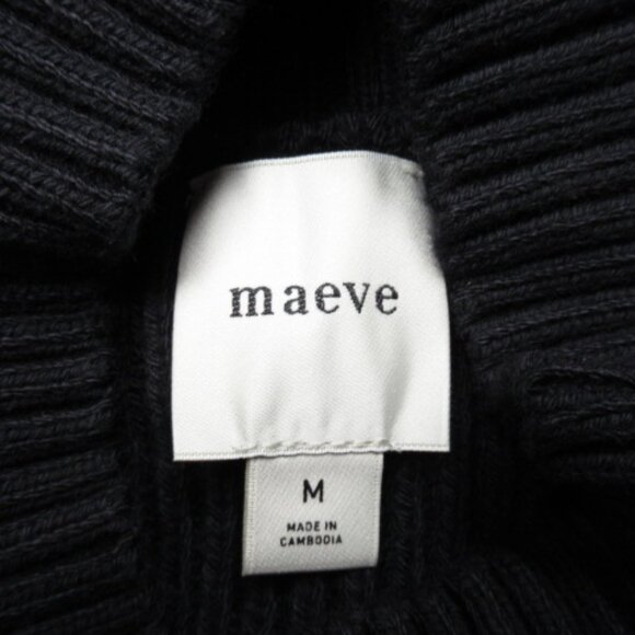 Anthropologie Maeve Long-Sleeve Mock-Neck Tie-Waist Mini Dress Black M - Picture 12 of 13